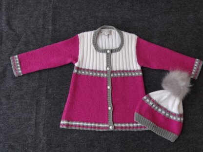 Toddler girl cardigan and hat