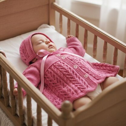 Baby Jacket & Hat Knitting Pattern UK & USA Terms #372