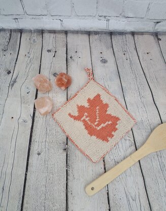 Autumn Pot Holder, Kitchen Accessory in Double-Face Knitting Technique