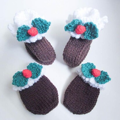 Christmas Pudding Booties and Mittens