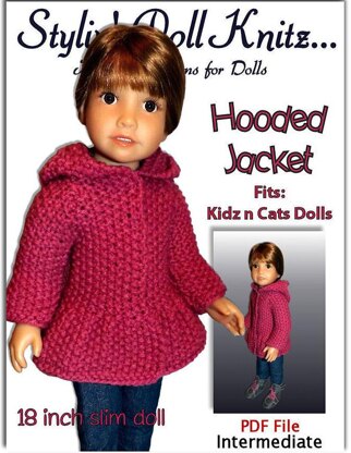 Hooded Jacket for 18" slim dolls including Kidz and Cats (knit)