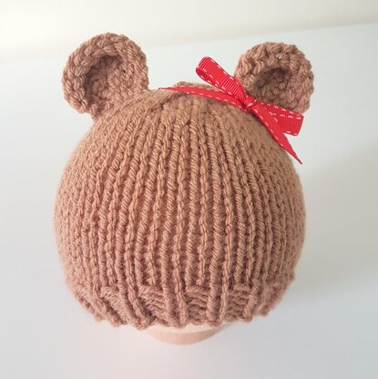 Easy Chunky Knit Baby Bear Hat