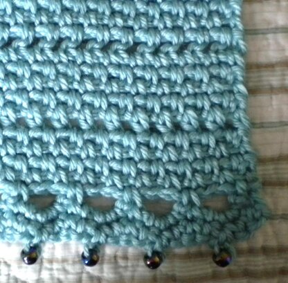 Basket Weave Scarf with Bead Trim