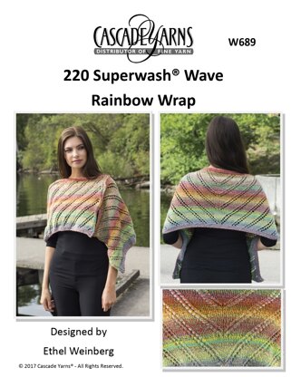 Rainbow Wrap in Cascade 220 Superwash Wave - W689 - Downloadable PDF