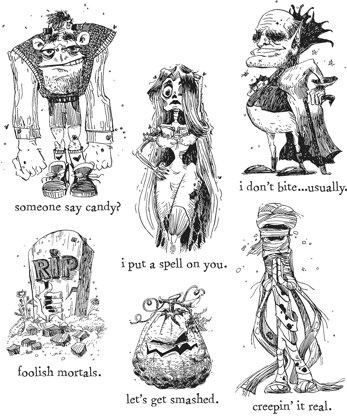 Stampers Anonymous Tim Holtz Cling Stamps 7"X8.5" - Monster Reunion