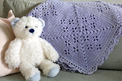 Floral Petal Filet Motif Crochet Baby Blanket