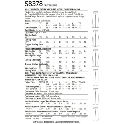 Simplicity Womenâ€™s Knit Trouserswith Two Leg Widths and Options for Design Hacking 8378 - Paper Pattern, Size A (XXS-XS-S-M-L-XL-XXL)