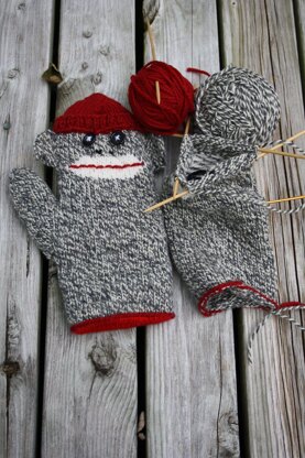 Lined Sock Monkey Mitten