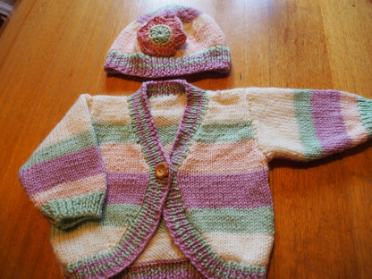 Baby Curved Hem Cardigan and Hat