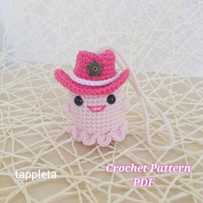 Cowgirl Ghost crochet pattern, Small pink ghost with cowgirl hat, Halloween ornaments No sew Crochet Cowgirl Halloween party decor