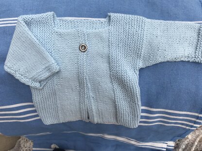 Baby sideways knit cardigan with stripe pattern - P066