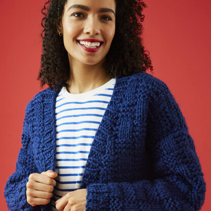 Basket Weave Cardigan - Free Knitting Pattern For Women in Paintbox Yarns Simply Super Chunky