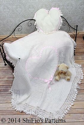 Heart Shawl & Pillow Crochet Pattern #98