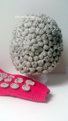 Puff Stitch Beret and Armwarmers Plussize