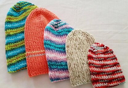 Simple Knit Hats for the Family