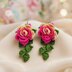 Crochet 3 d flower earrings