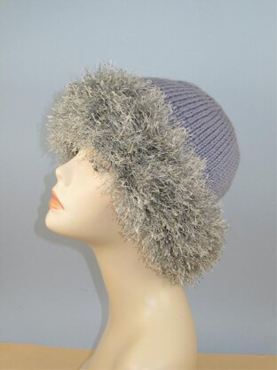 Faux Fun Fur Trim Beanie Hat