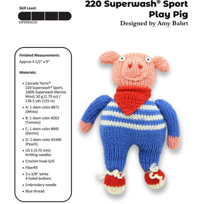 Play Pig in Cascade Yarns 220 Superwash Sport - DK700 - Downloadable PDF