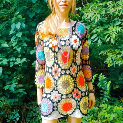 Crochet rainbow festival cover up.