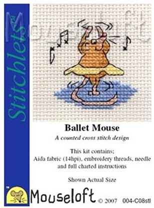 Mouseloft Ballet Mouse Stitchlets Cross Stitch Kit - 85 x 110 x 10