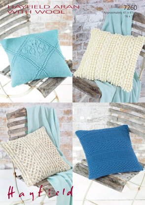 Knitted Cushion Covers in Hayfield Aran with Wool 100g - 7260 - Downloadable PDF