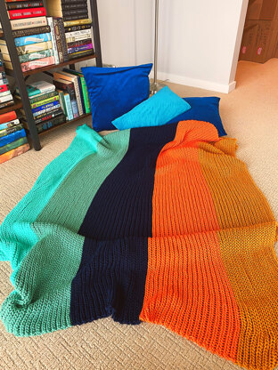 Throw Blanket Knitted Look Fall Bright Pallette
