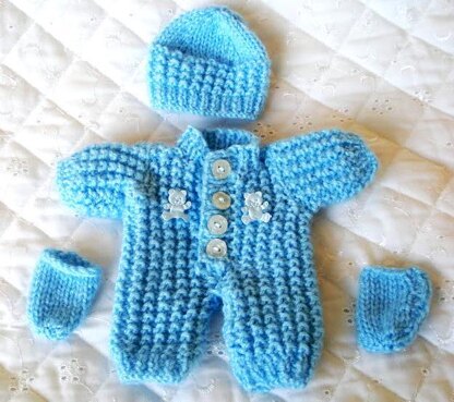 Dolls knitting pattern for 5-8 inch Berenguer, Romper suit, Hat & Boots