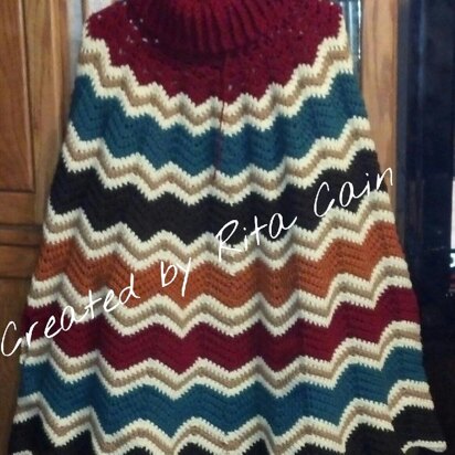 Cowl Neck Ripple Poncho