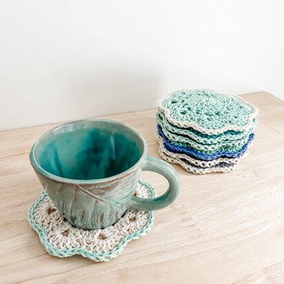 Snow Drop Crochet Coasters Pattern