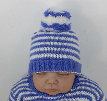 Baby Stripe Sweater, Bobble Beanie & Teddy Bear