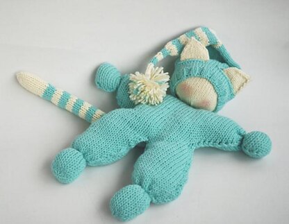 Waldorf knitted Cat doll for small babies