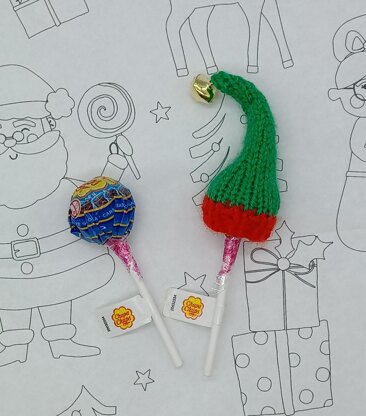 PDF Christmas Lollipop Hat Topper Knitting Pattern Chupa-Chup Sweeties Stocking Filler