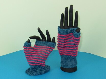 Stripe Pattern Fingerless Gloves