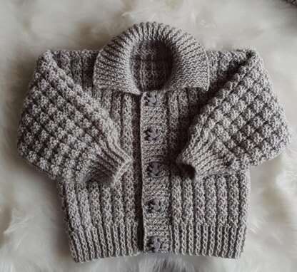 Noah baby cardigan, hat and booties knitting pattern 3 sizes 0-12mths