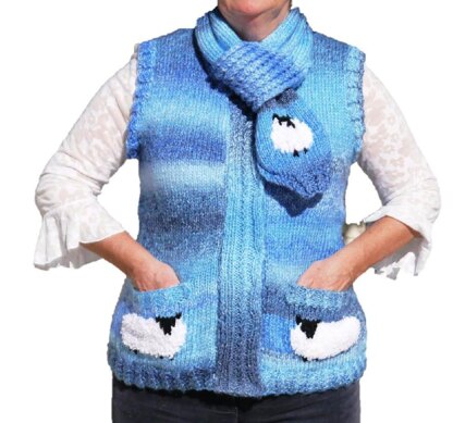 Ladies Sheep Waistcoat and Scarf