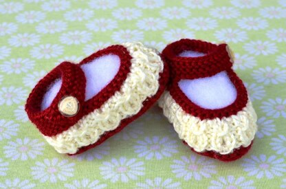 Mock Cables Mary Jane Baby Booties