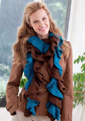 Double Your Ruffles Crochet Scarf in Red Heart Super Soft - LW2690 - Downloadable PDF