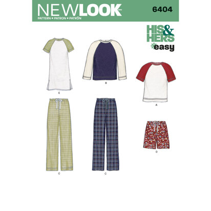 New Look Misses' and Men's Separates 6404 - Paper Pattern, Size A (ALL SIZES)