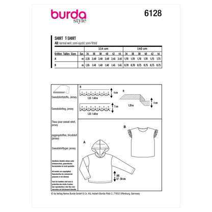 Burda Style Misses' Hoodie, Sweatshirt B6128 - Paper Pattern, Size 8-18