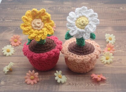 Daisy & Marigold in a Flower Pot
