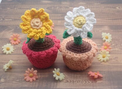 Daisy & Marigold in a Flower Pot