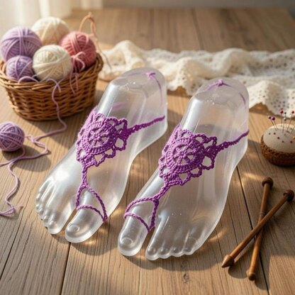 Crochet Barefoot Sandal Pdf + Video Tutorials