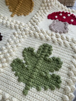 Crochet Mushroom, Acorn, Leaf Blanket