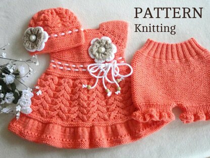 Baby Dress Knitted Diaper Cover Baby Hat PATTERN