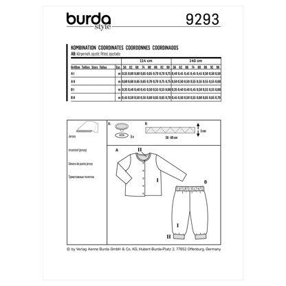 Burda Style Babies' Jacket â€“ Trousers or pants â€“ Reversible B9293 - Paper Pattern, Size 1M - 3