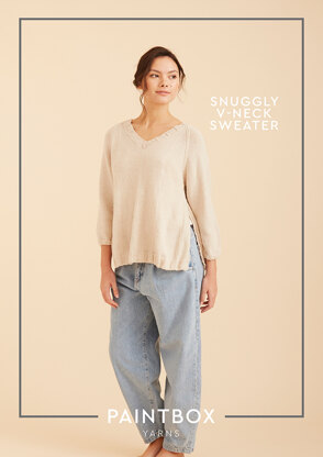 Snuggly V-Neck Sweater - Free Knitting Pattern For Women in Paintbox Yarns Baby DK