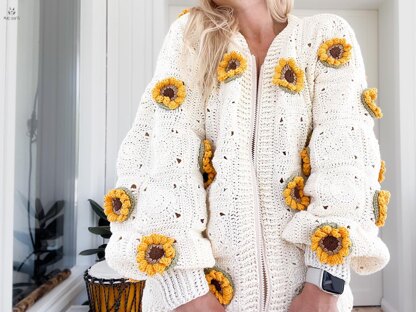 Sunflower cardigan Crochet pattern by Muki Crafts LoveCrafts