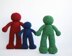 Colored human being dolls /red, green, blue/