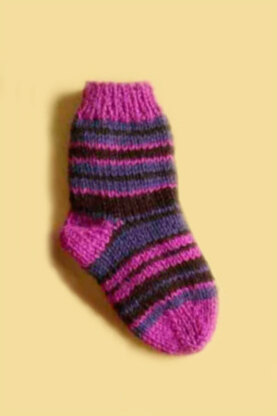 Knit Child's Striped Socks in Lion Brand Wool-Ease - 70277A