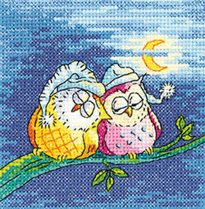 Heritage Night Owls Cross Stitch Kit - 11cm x 11cm